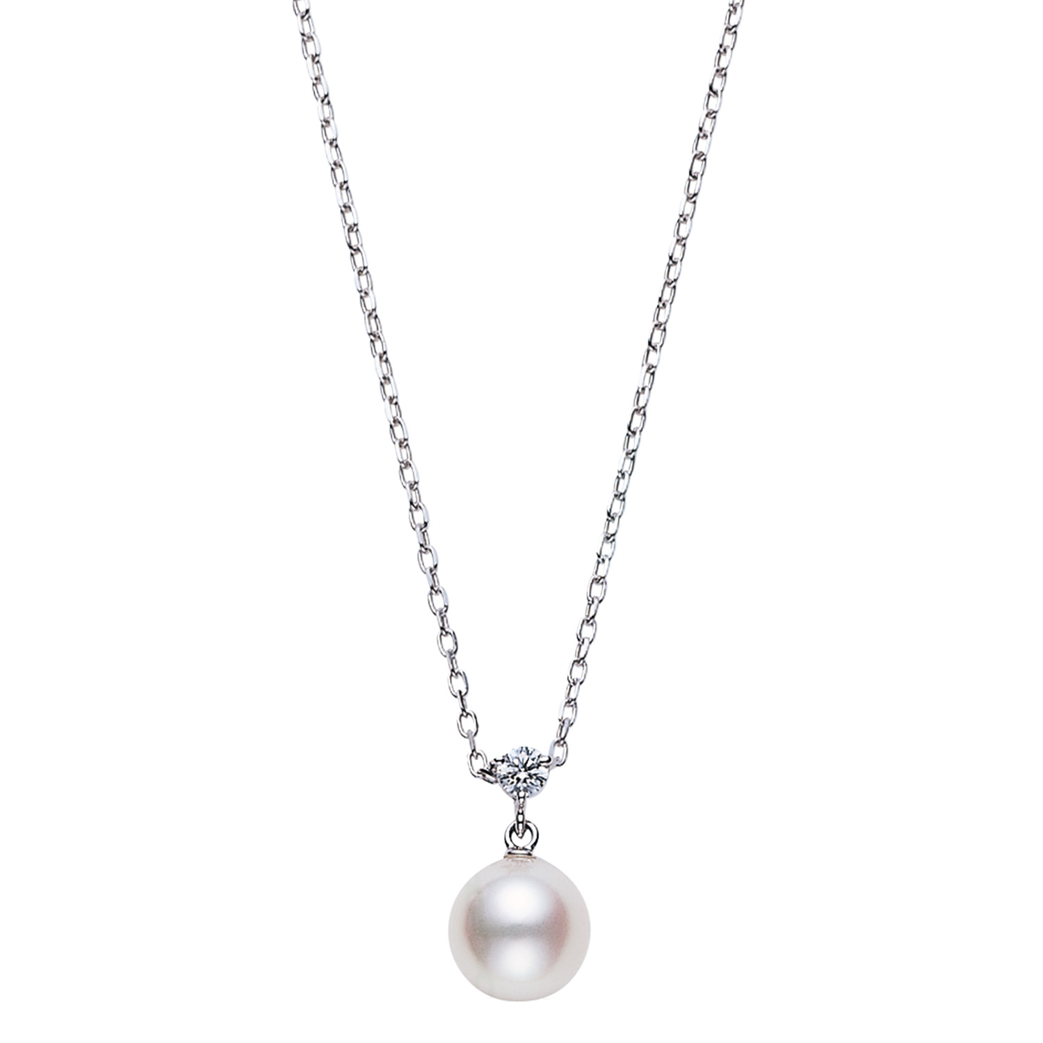 Akoya Cultured Pearl And Diamond Pendant In 18k White Gold