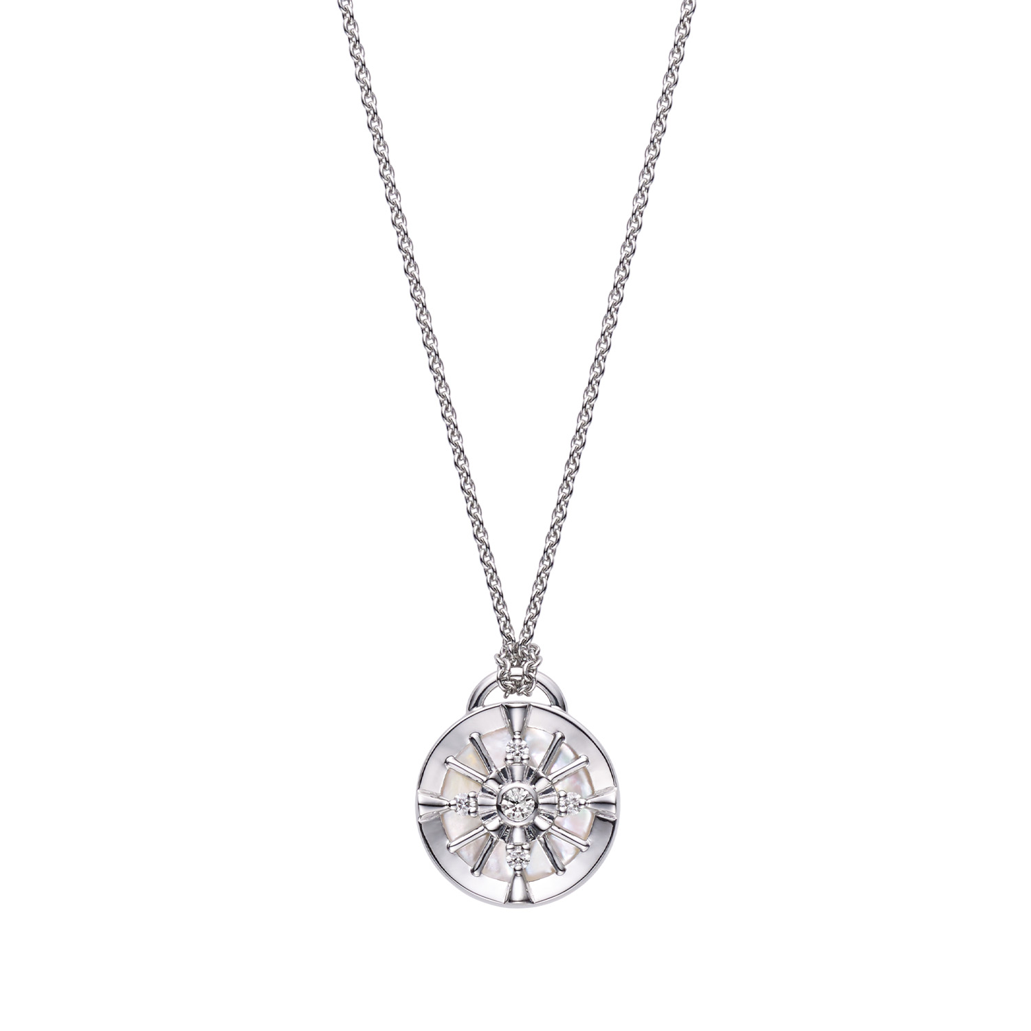 Lucky Arrows Mother Of Pearl And Diamond Pendant With Adjustable Slide Chain