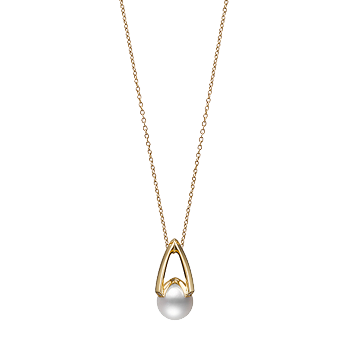 Mikimoto M Collection Akoya Pearl And Diamond Pendant In 18k Yellow Gold