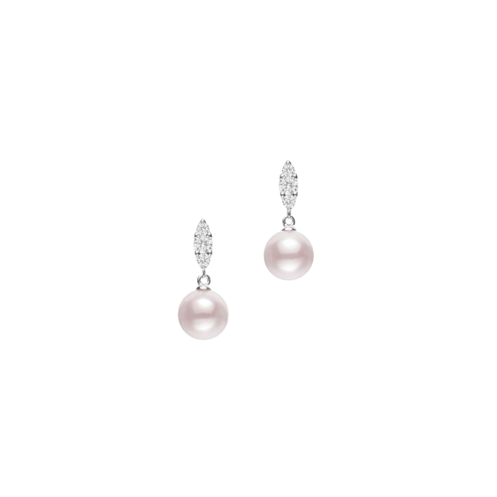 Morning Dew Akoya Cultured Pearl Earrings In 18k White Gold