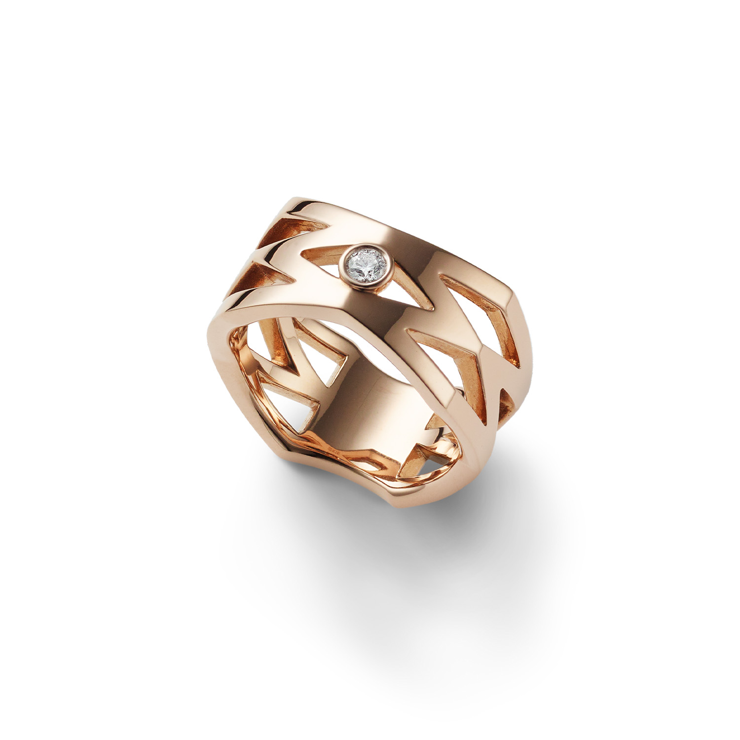 M Signature Diamond Ring In 18k Pink Gold