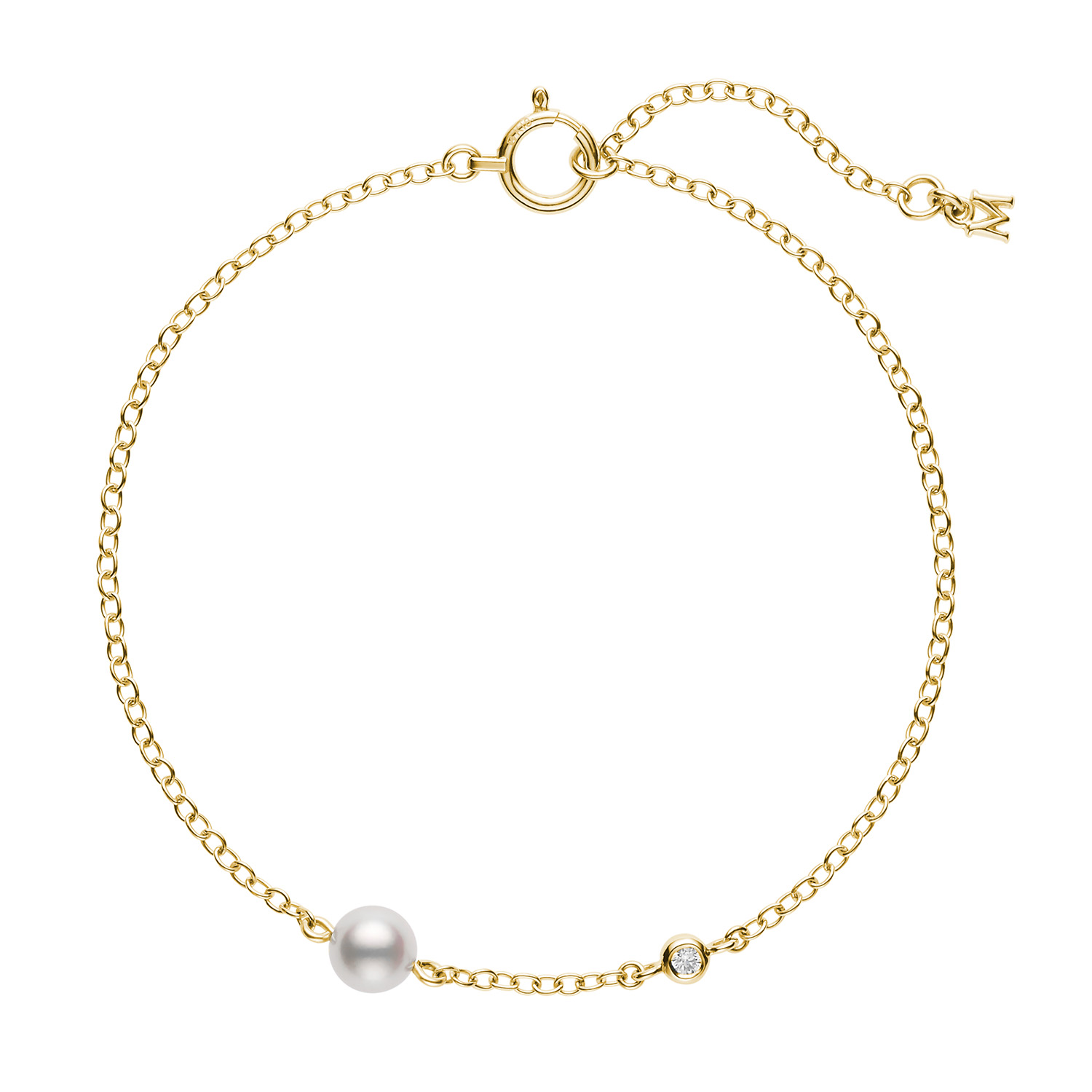 Akoya Cultured Pearl Chain Bracelet In 18k Yellow Gold