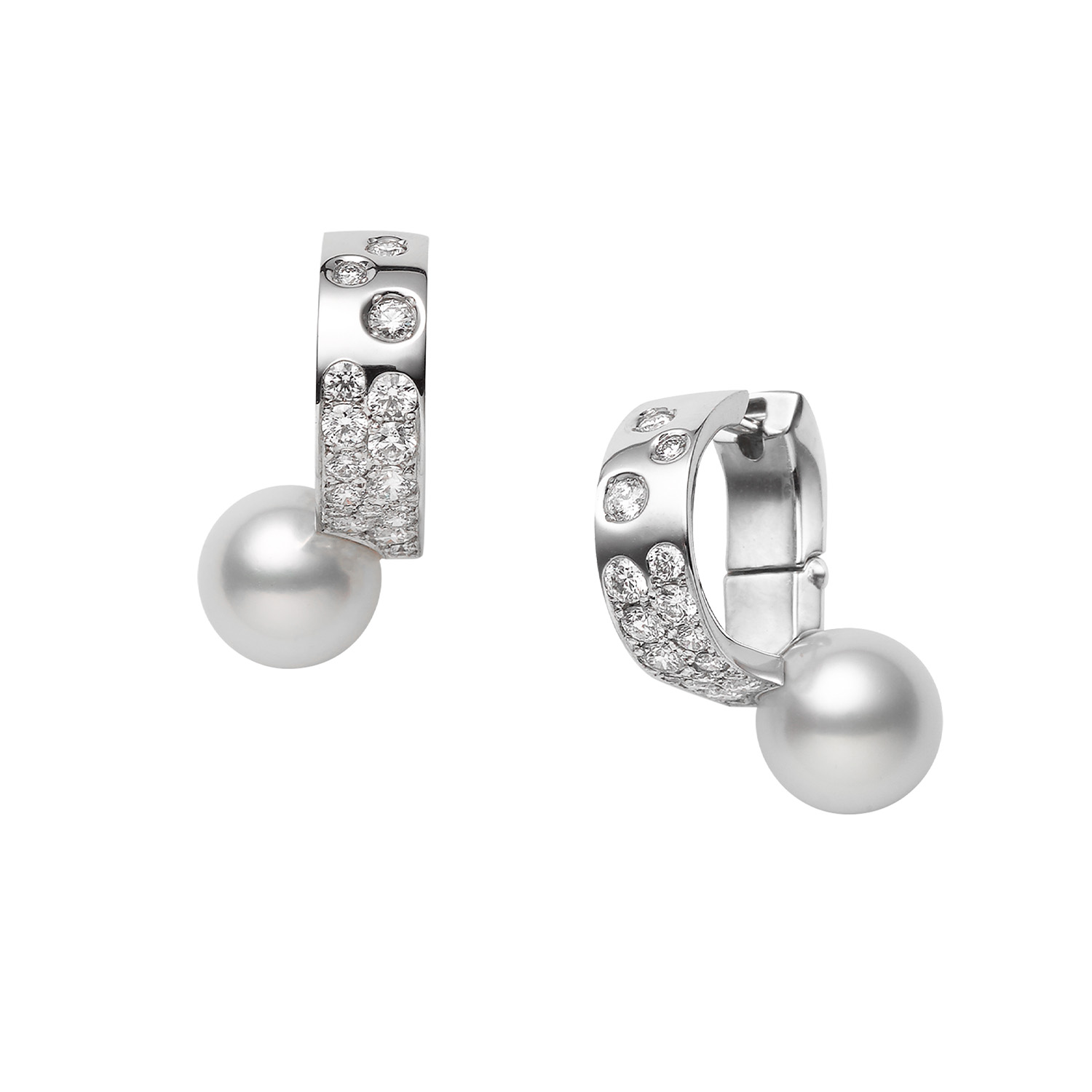 Universe Elements Akoya Cultured Pearl And Diamond Earrings In 18k White Gold
