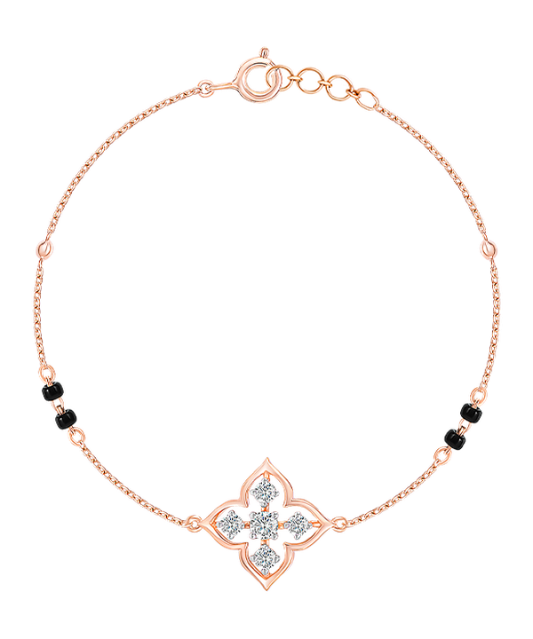 Mangalsutra Bracelet With Diamonds And Black Beads
