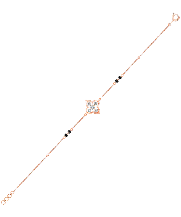 Mangalsutra Bracelet With Diamonds And Black Beads