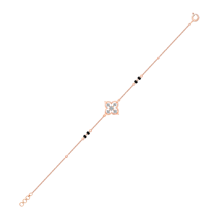 Mangalsutra Bracelet With Diamonds And Black Beads