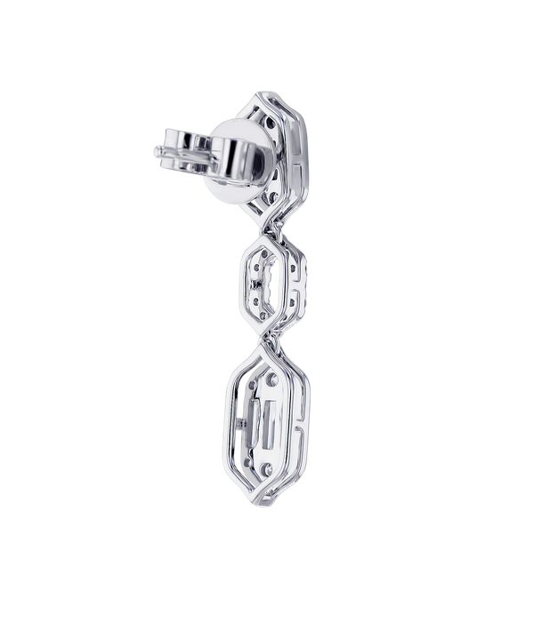 Palace Baguette Cut Diamond Drop Earrings 18k White Gold