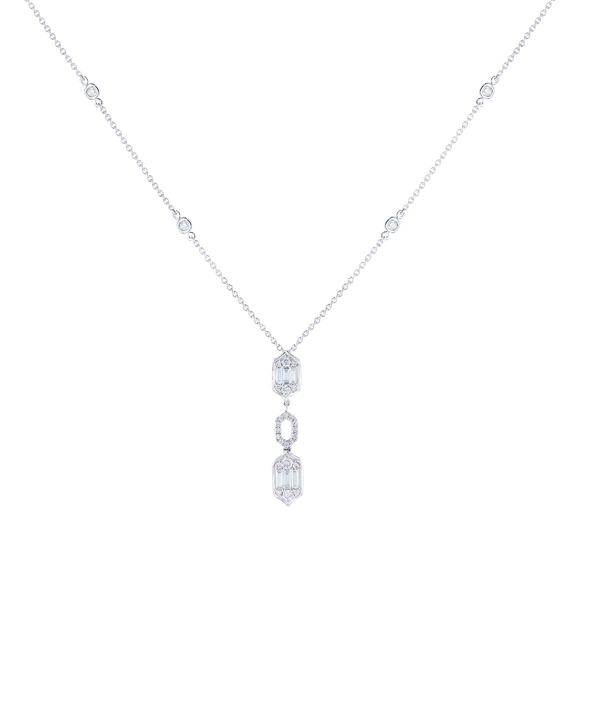 Palace Baguette Cut Diamond Necklace 18k White Gold