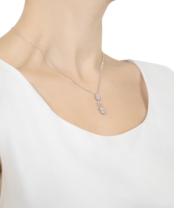 Palace Baguette Cut Diamond Necklace 18k White Gold