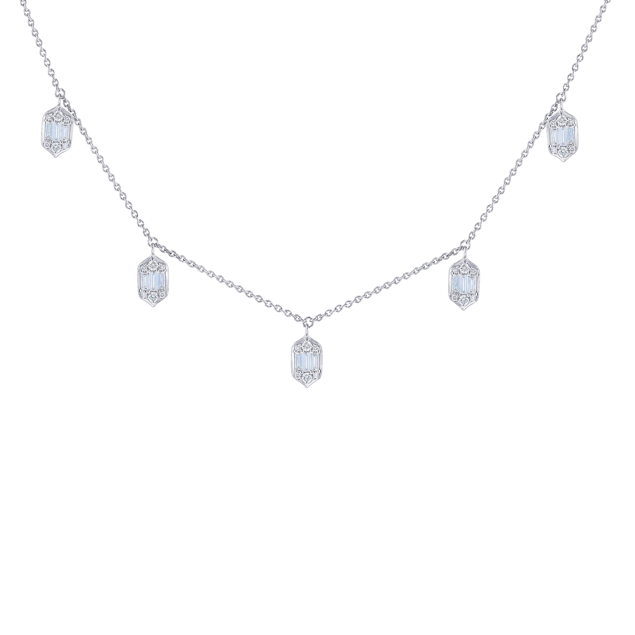 Palace Baguette Drop 0 5 Carat Diamond Necklace 18k White Gold