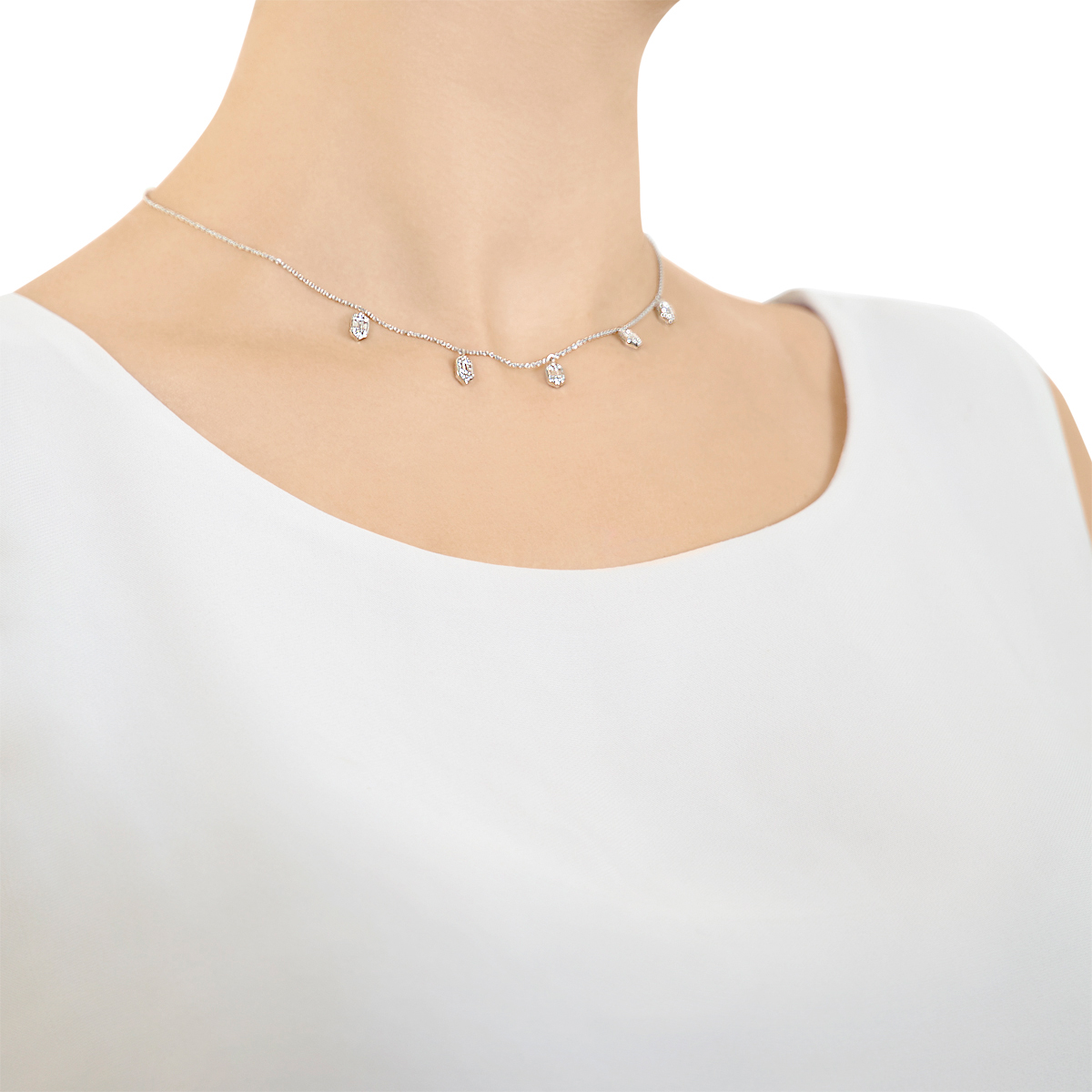 Palace Baguette Drop 0 5 Carat Diamond Necklace 18k White Gold