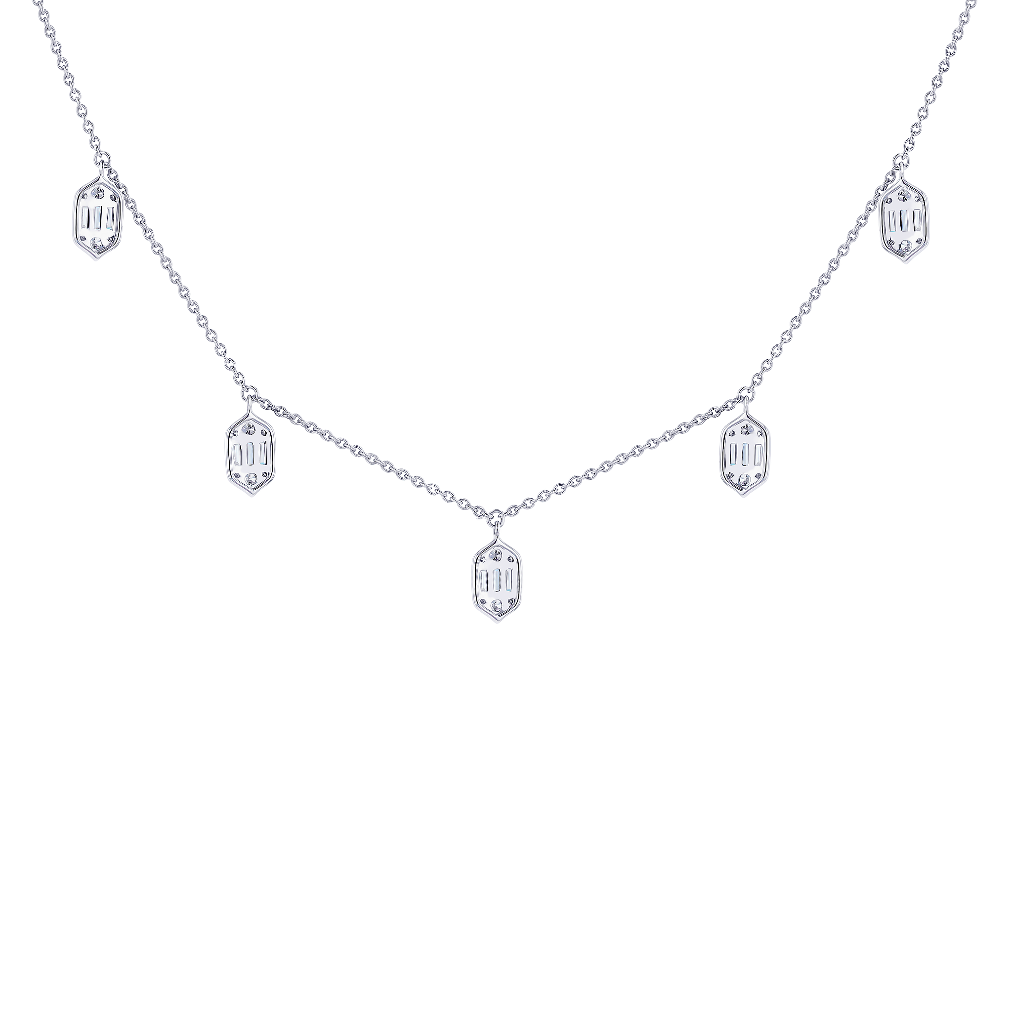 Palace Baguette Drop 0 5 Carat Diamond Necklace 18k White Gold