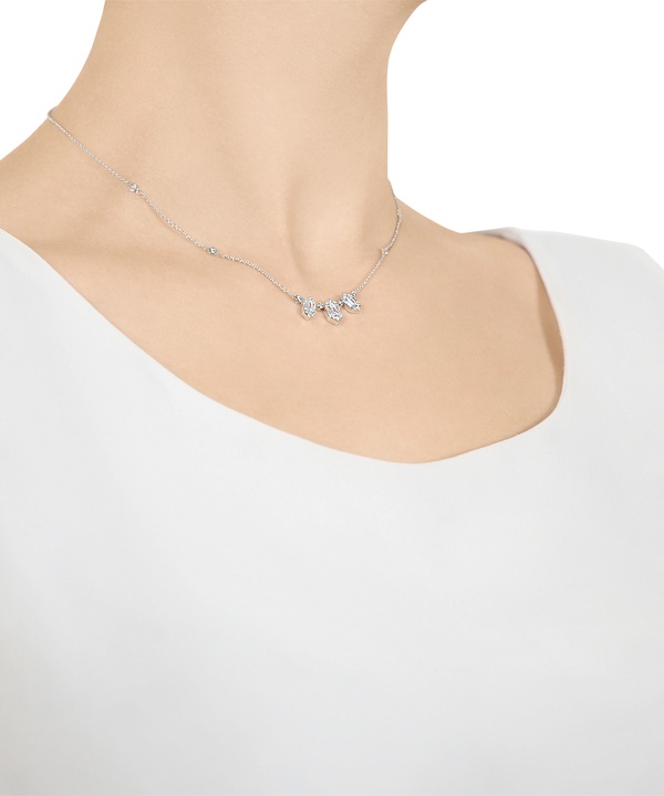 Palace Baguette 3 Diamond Necklace 18k White Gold