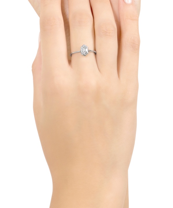 Palace Baguette Single Motif Diamond Ring 18k White Gold