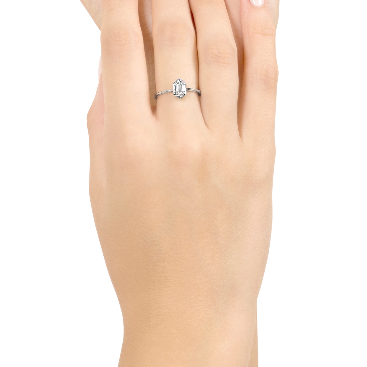 Palace Baguette Single Motif Diamond Ring 18k White Gold