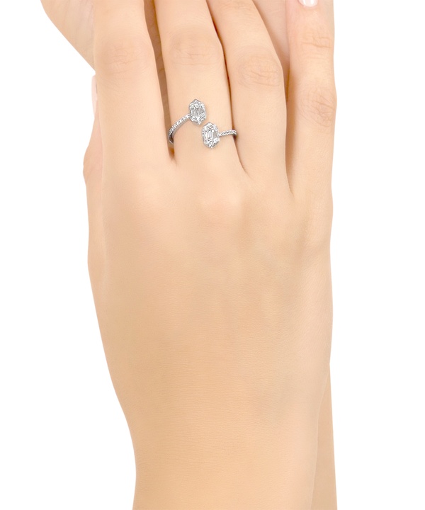 Palace Baguette Spiral Diamond Ring 18K White Gold