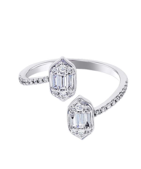 Palace Baguette Spiral Diamond Ring 18K White Gold
