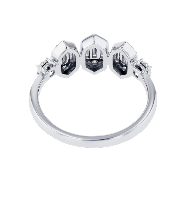 Palace Baguette Spiral Diamond Ring 18K White Gold
