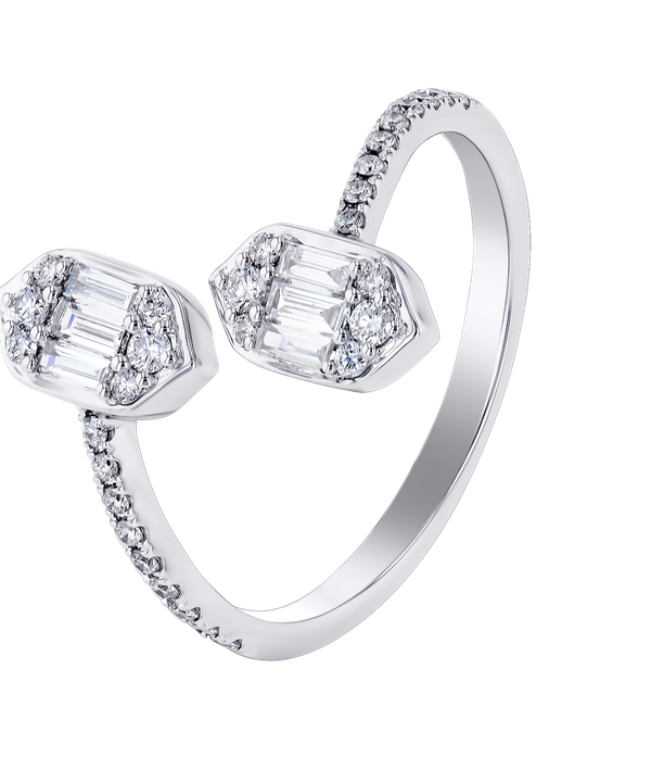 Palace Baguette Spiral Diamond Ring 18K White Gold