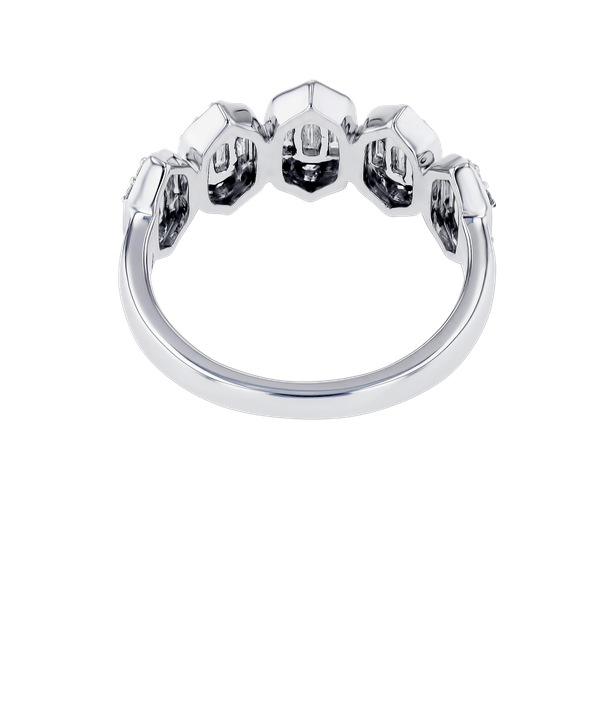 Palace Baguette Trio Motif Diamond Ring 18k White Gold