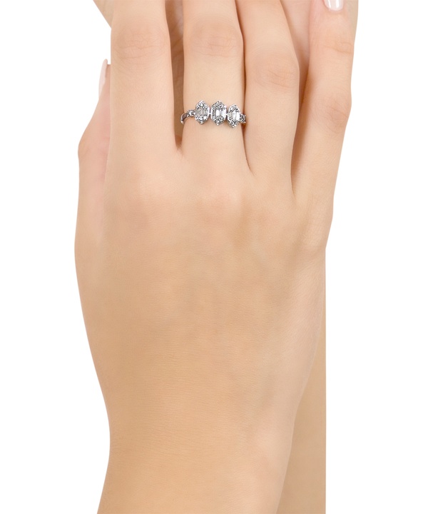 Palace Baguette Trio Motif Diamond Ring 18k White Gold