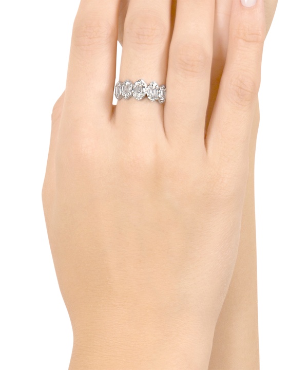 Palace Baguette Five Motif Diamond Ring 18k White Gold