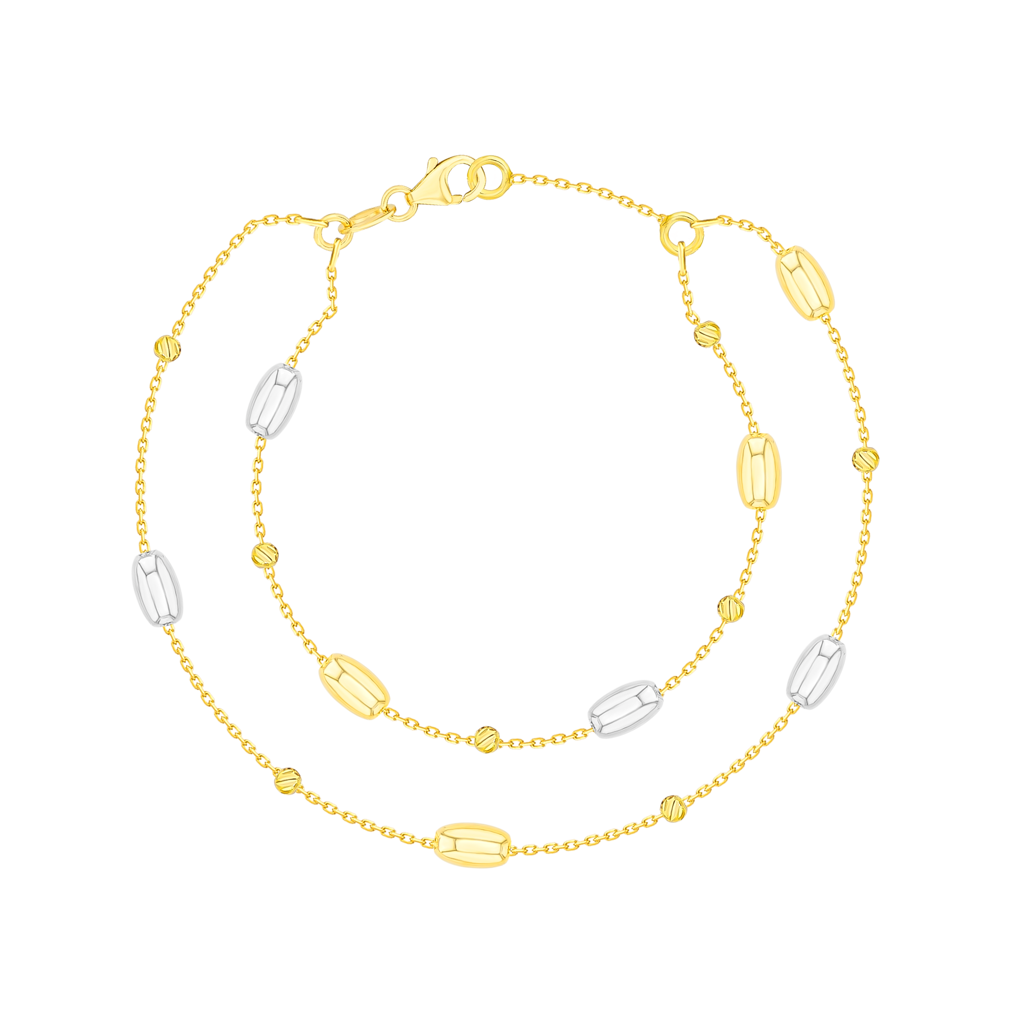 Oval Bracelet in 18K Yellow & White Gold