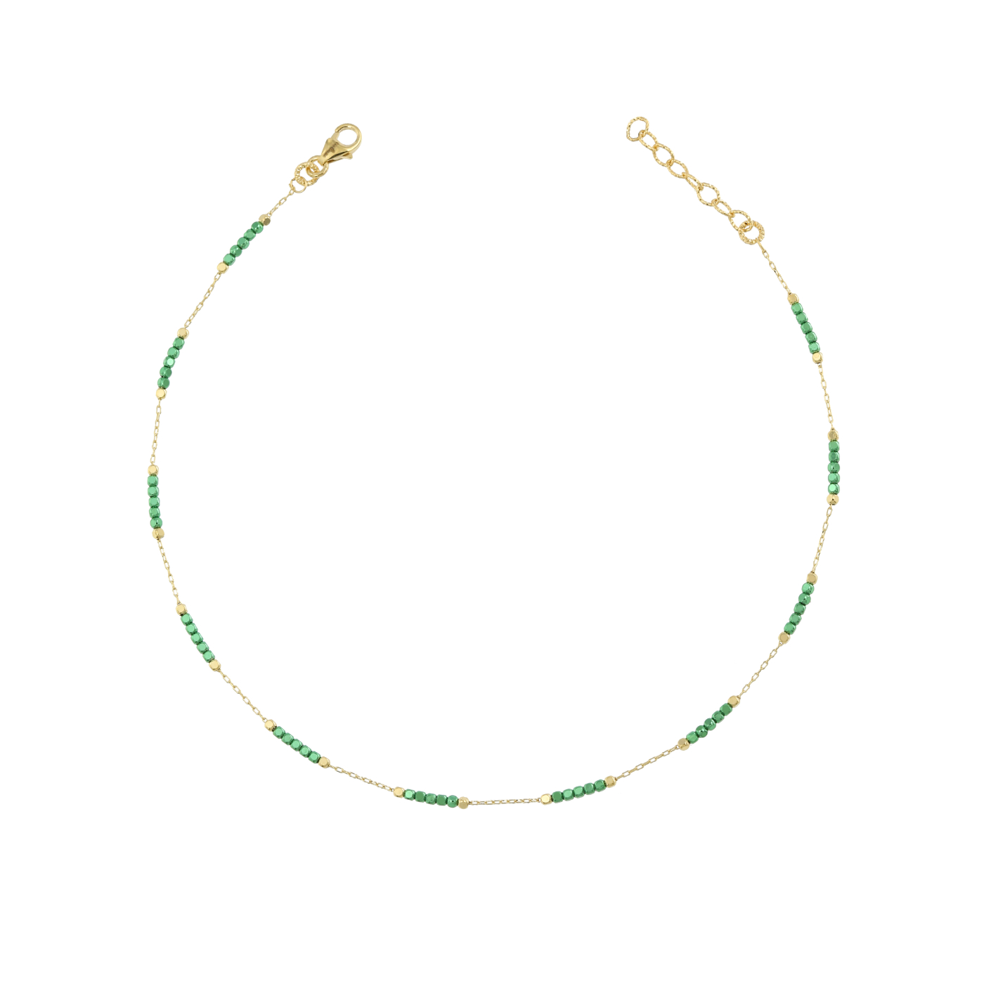 Prisma Sorriso 18K Gold Anklet With Green Colour-Coated Accent