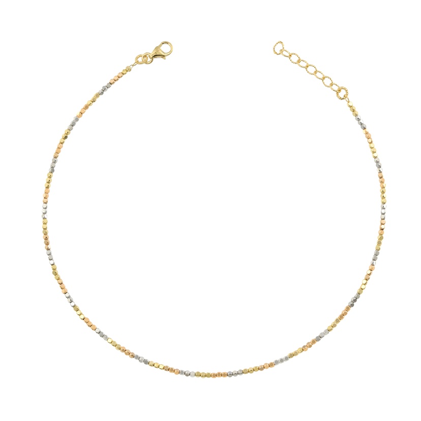 Prisma Sorriso Bead Chain Anklet In 18k Tricolour Gold