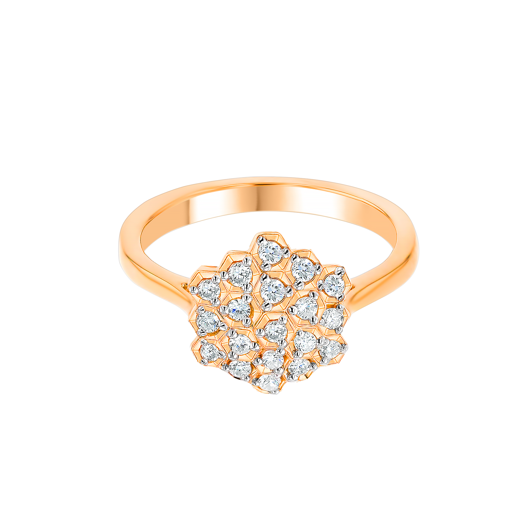 Honey Comb Diamond Ring in 18K Rose Gold