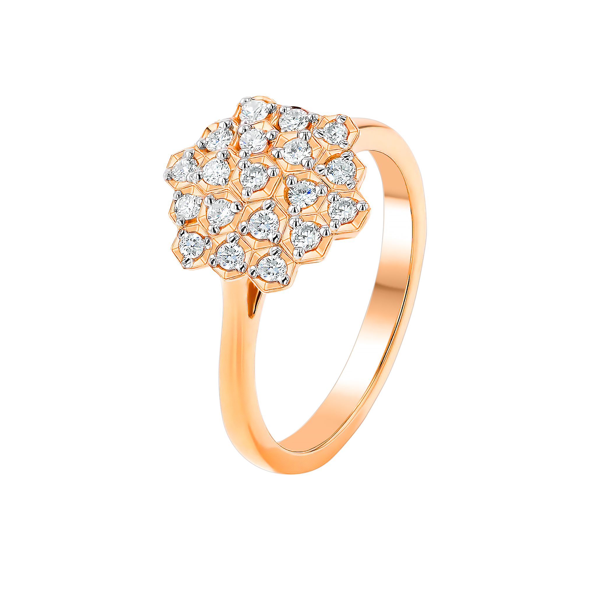 Honey Comb Diamond Ring in 18K Rose Gold