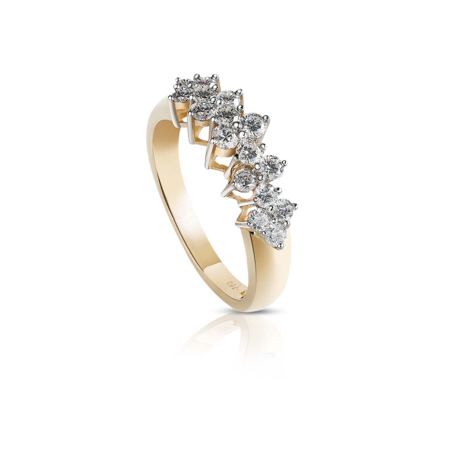 Pyramid 18k Yellow Gold Diamond Ring