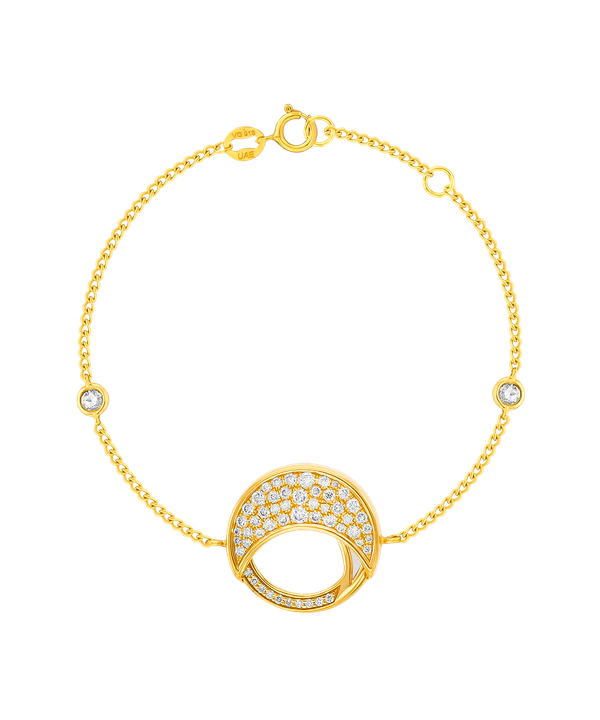 Qamar Bracelet In 18k Yellow Gold With Mother Of Pearl And Diamonds
