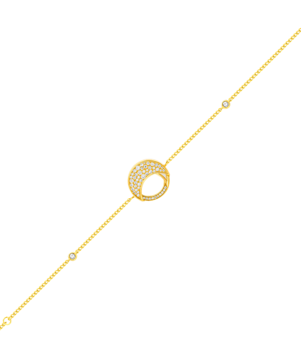 Qamar Bracelet In 18k Yellow Gold With Mother Of Pearl And Diamonds