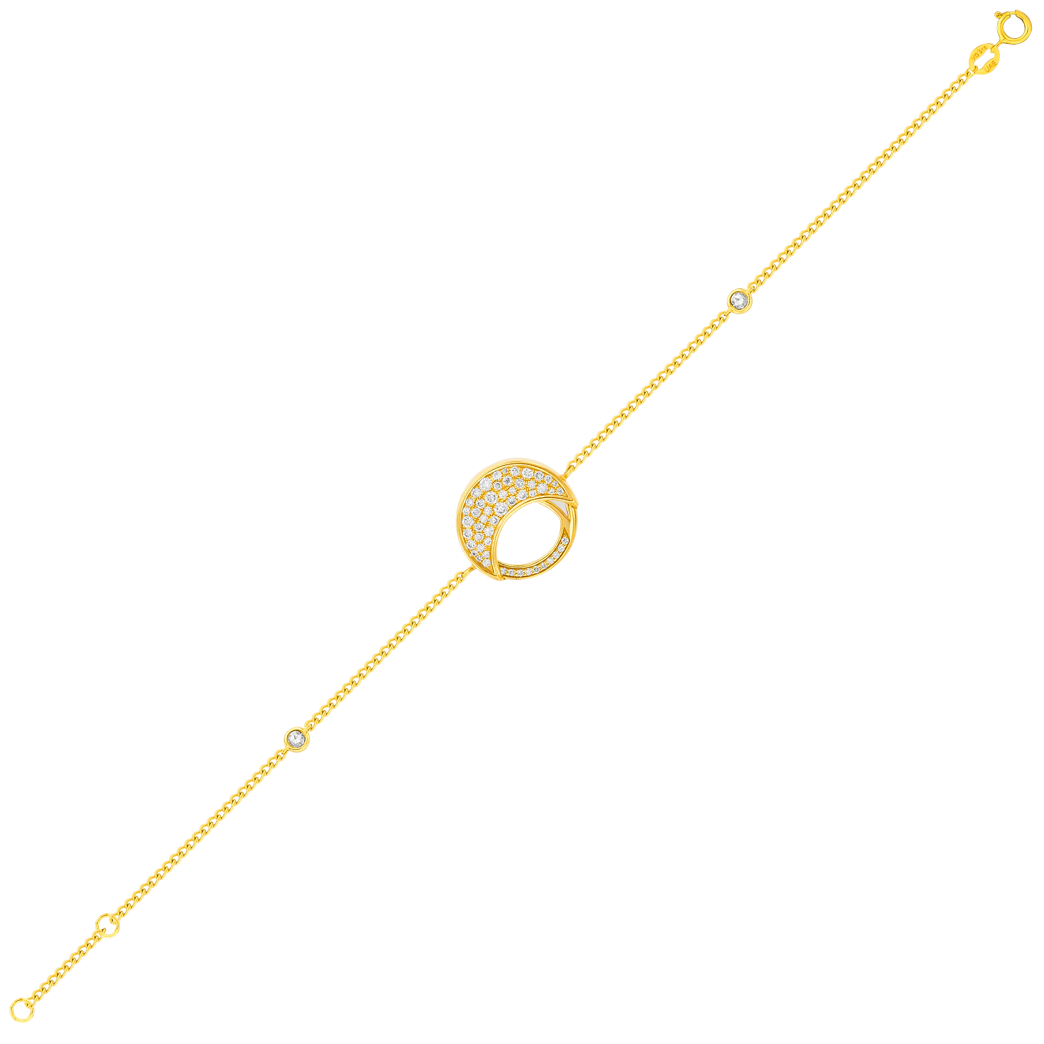 Qamar Bracelet In 18k Yellow Gold With Mother Of Pearl And Diamonds