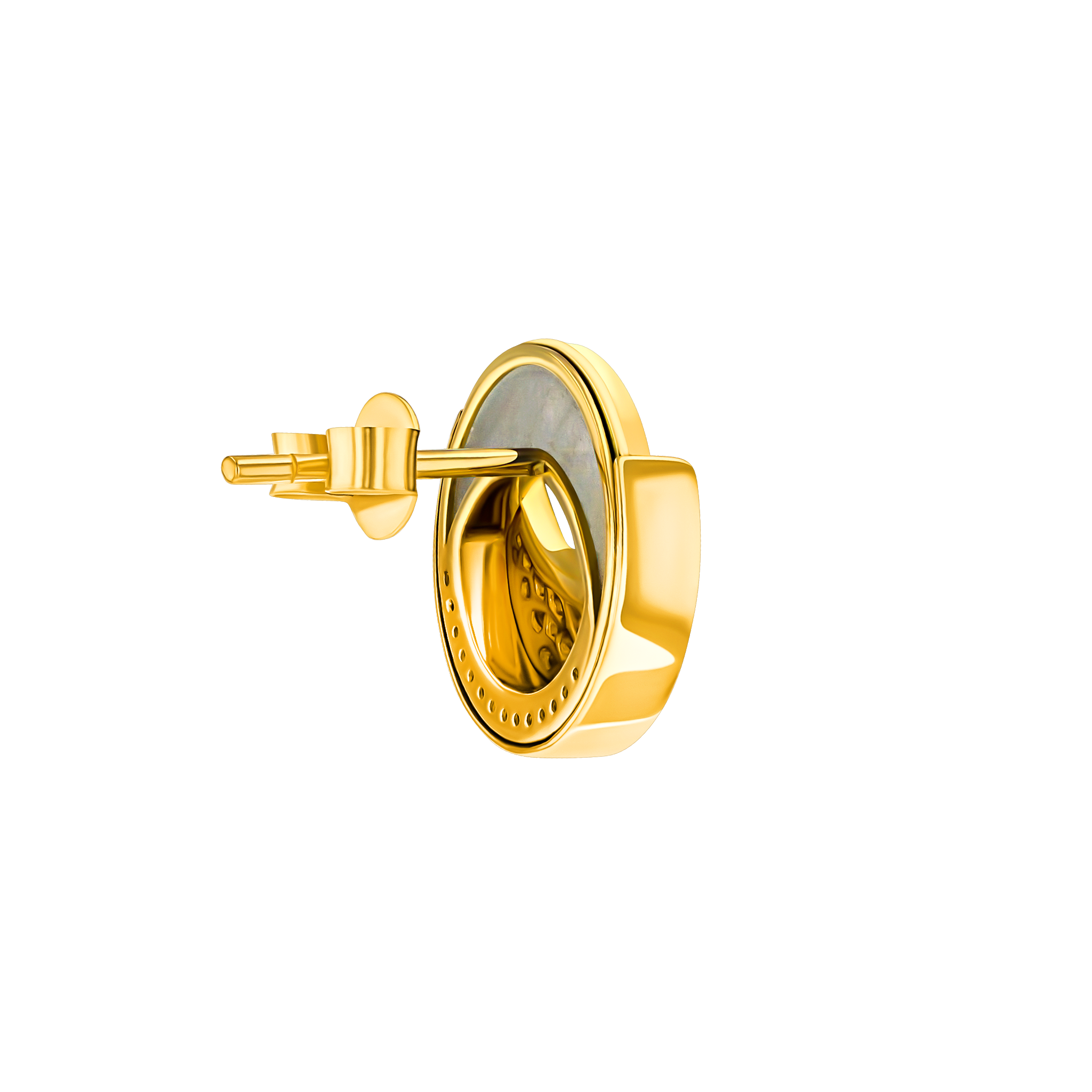 Qamar Earrings In 18k Yellow Gold With Mother Of Pearl And Diamonds