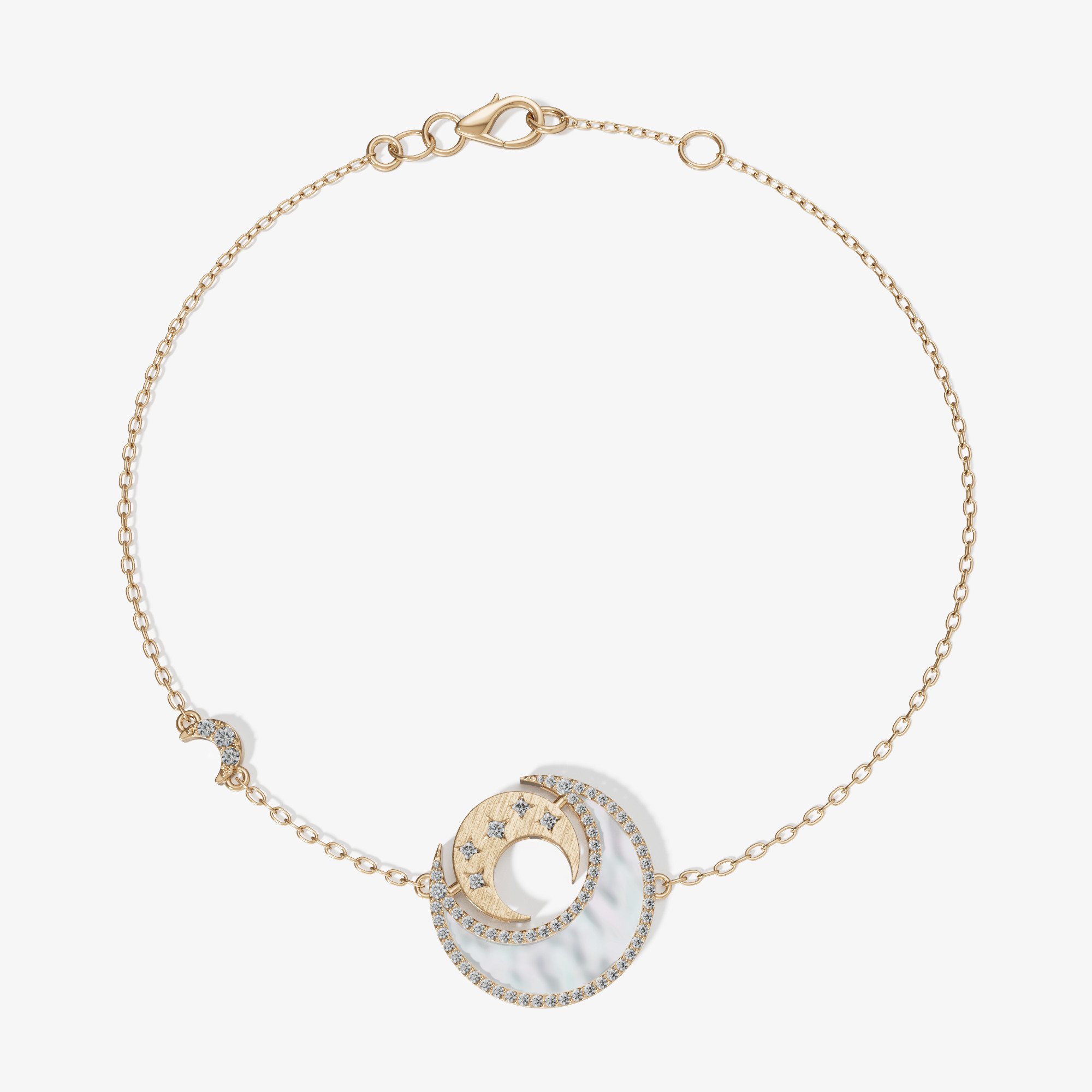 Qamar Layali 18K Yellow Gold Diamond And Mother Of Pearl Bracelet