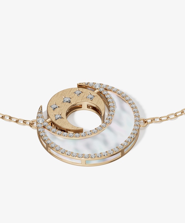 Qamar Layali 18k Yellow Gold Diamond And Mother Of Pearl Bracelet