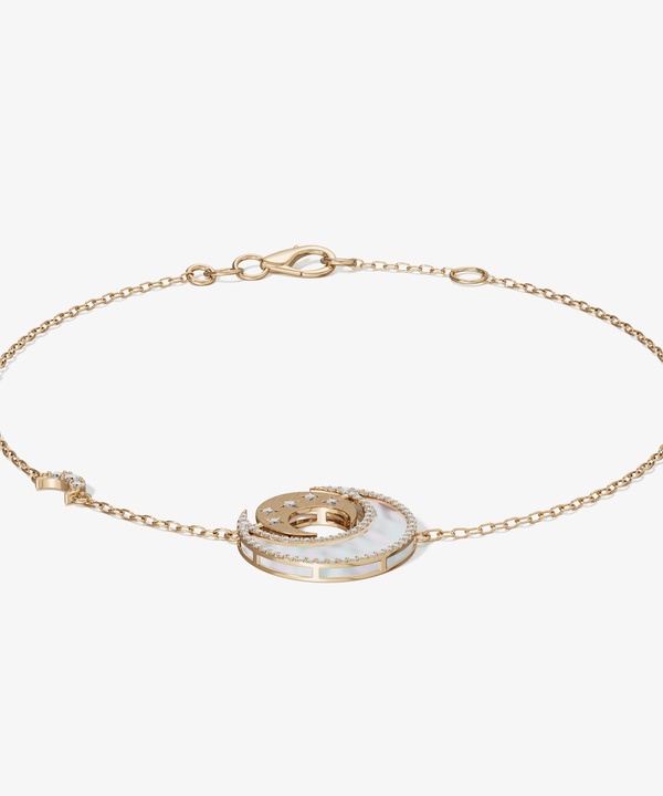 Qamar Layali 18k Yellow Gold Diamond And Mother Of Pearl Bracelet