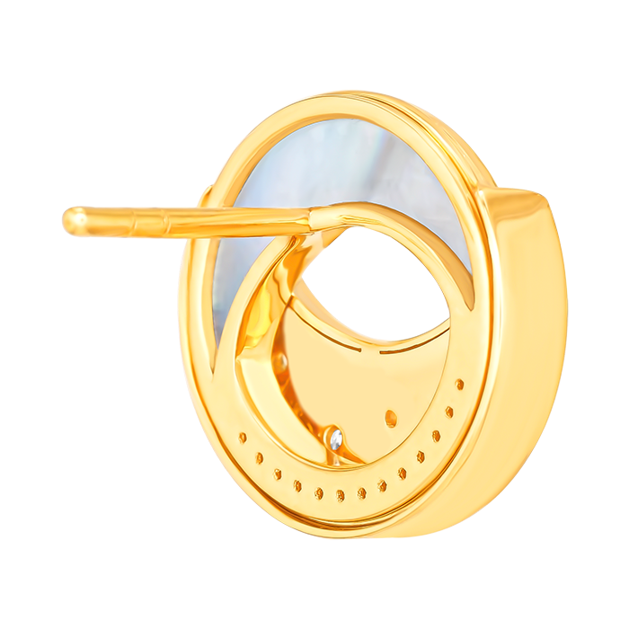 18K Yellow Gold Qamar Earrings With Diamond And Mother Of Pearl