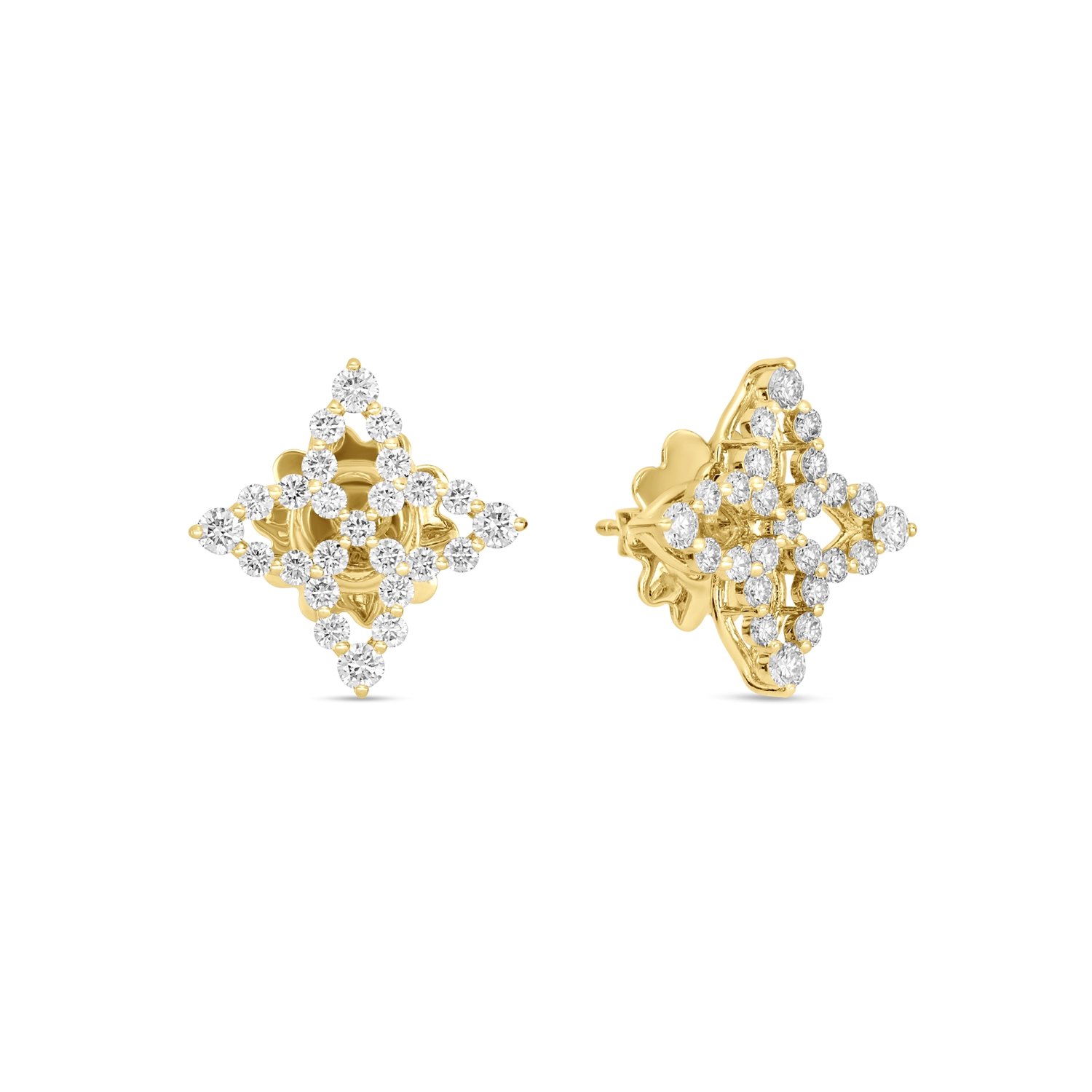 Diamond Princess Earrings In 18kt Yellow Gold With Diamonds