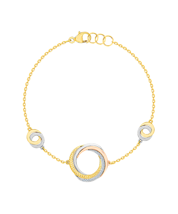 Trio 18k Yellow Rose And White Gold Bracelet With Diamonds