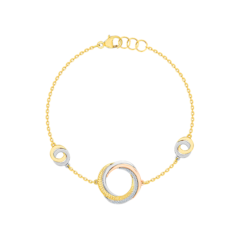 Trio 18K Yellow Rose And White Gold Bracelet With Diamonds