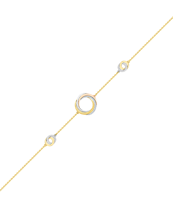 Trio 18k Yellow Rose And White Gold Bracelet With Diamonds