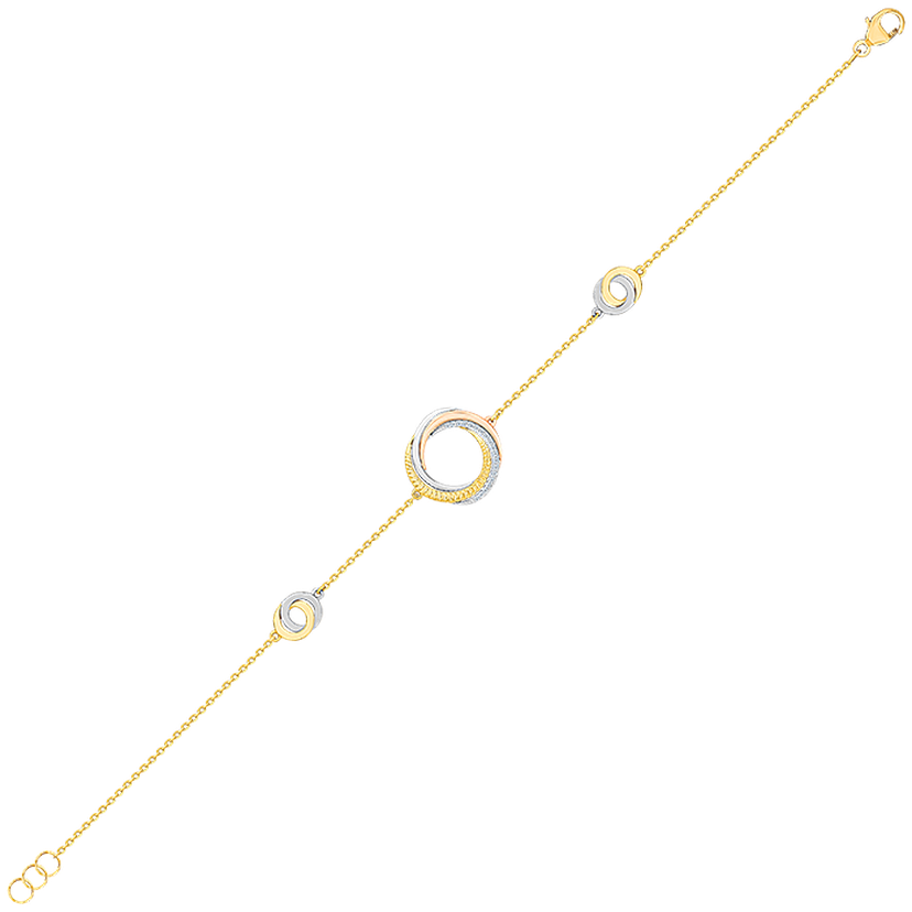 Trio 18K Yellow Rose And White Gold Bracelet With Diamonds