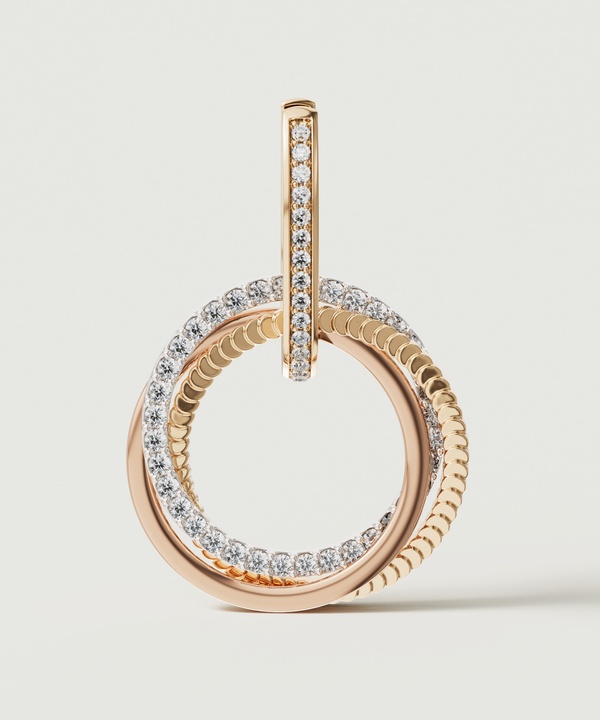 Trio Diamond Earrings In 18k Yellow Rose & White Gold