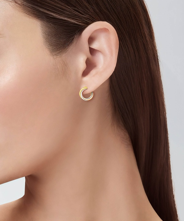 Trio 18k Yellow Rose And White Gold Earrings With Diamonds