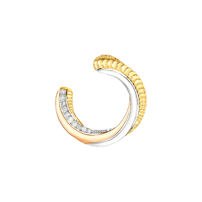 Trio 18k Yellow Rose And White Gold Earrings With Diamonds