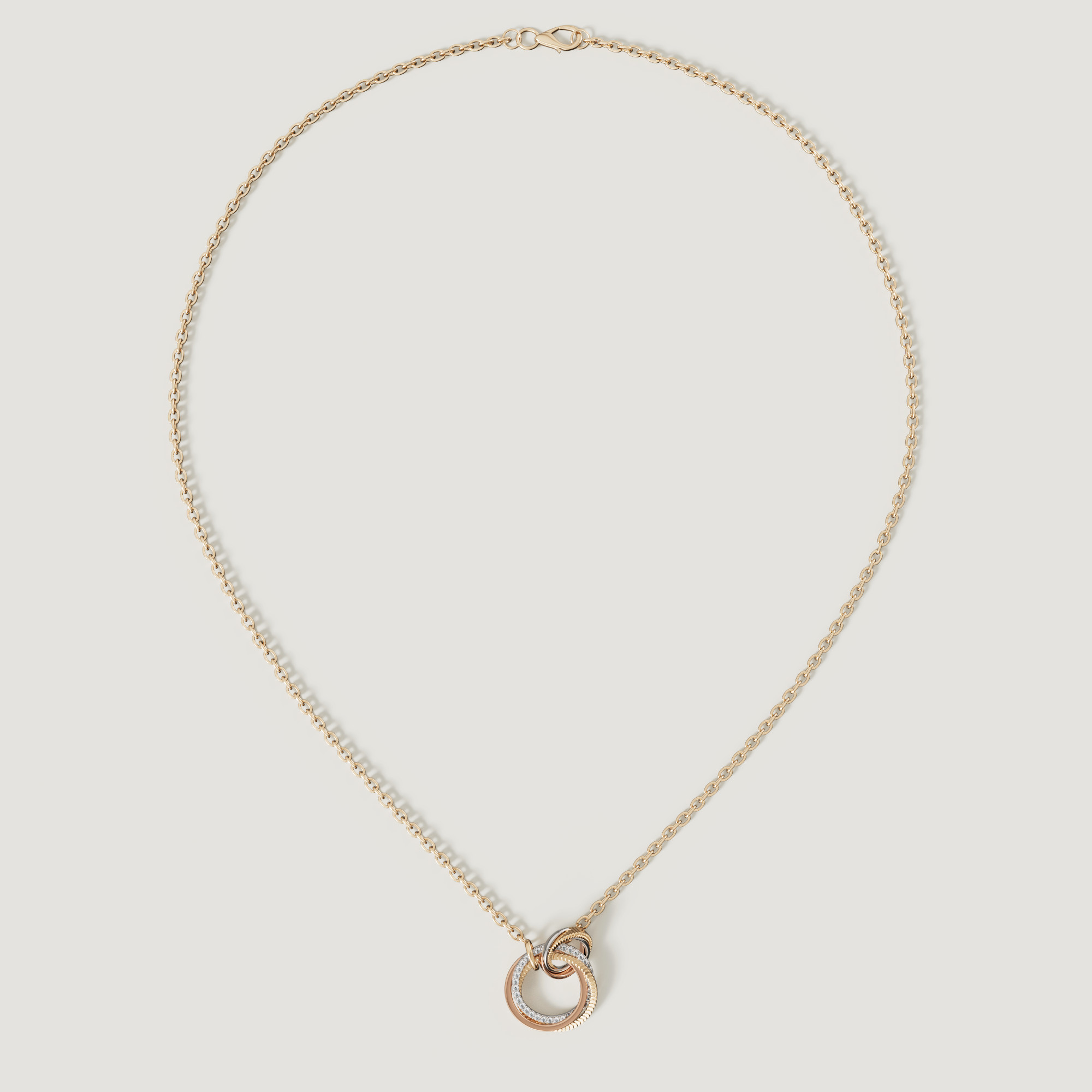 Trio Diamond Pendant
In 18K Yellow Rose & White Gold