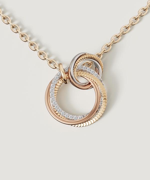 Trio Diamond Pendant
in 18k Yellow Rose & White Gold